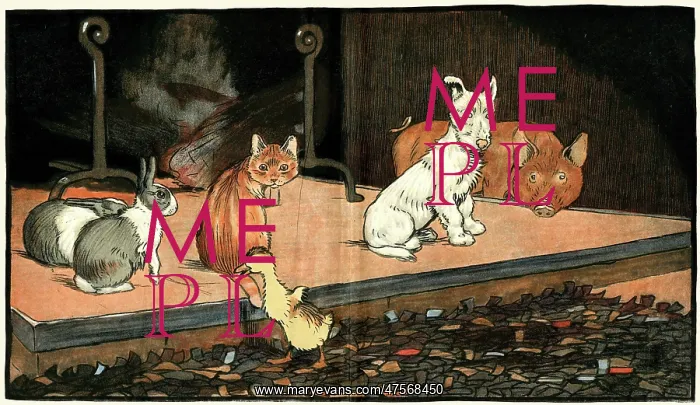 : The duckling joins the other animals by the fire : The duckling joins the other animals by the fire