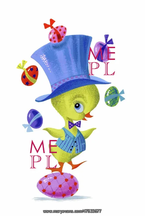 : Duckling juggling with Easter Eggs : Duckling juggling with Easter Eggs
