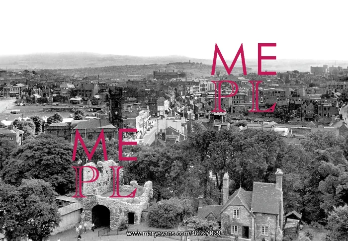  : Dudley, panoramic view from Castle Keep c1955