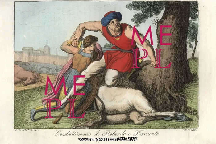 : Duel between Roland and the giant Ferracut : Duel between Roland and the giant Ferracut