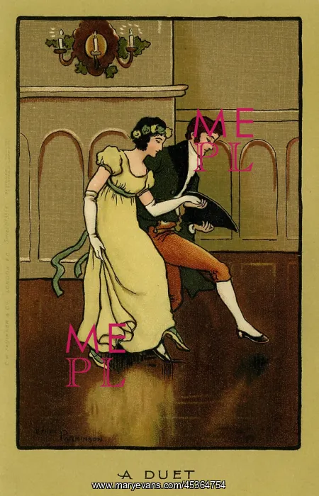 : A duet. A couple enjoying a harmonious dance. Artist: Ethel Parkinson : A duet. A couple enjoying a harmonious dance. Artist: Ethel Parkinson