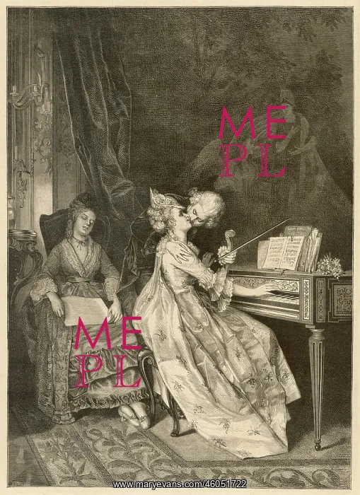 : The Duet. A violinist kisses a woman at the piano while their chaperone is sleeping : The Duet. A violinist kisses a woman at the piano while their chaperone is sleeping