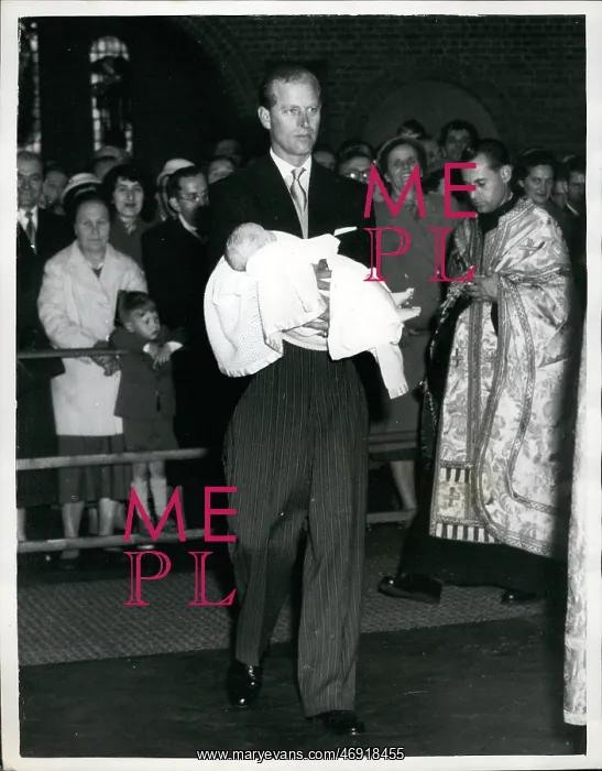 : Duke of Edinburgh as godfather at baptism : Duke of Edinburgh as godfather at baptism
