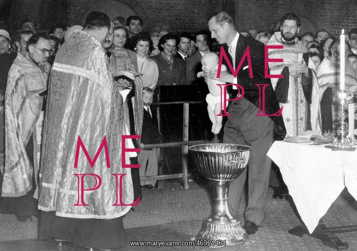 : Duke of Edinburgh as godfather at baptism : Duke of Edinburgh as godfather at baptism