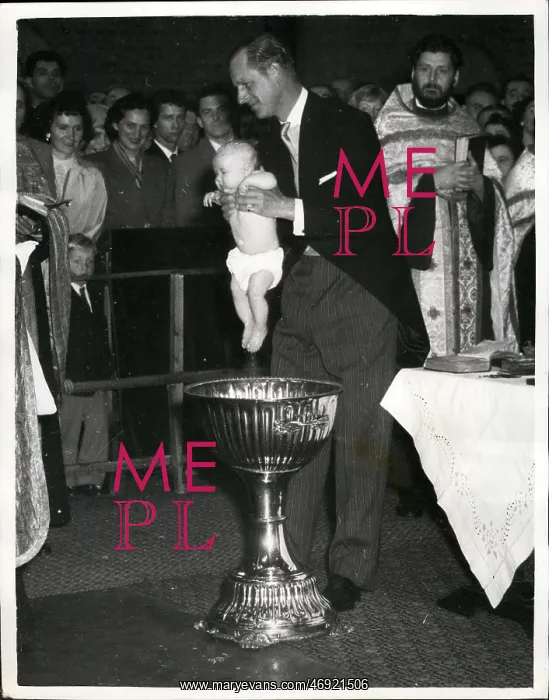 : Duke of Edinburgh as godfather at baptism : Duke of Edinburgh as godfather at baptism