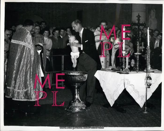 : Duke of Edinburgh as godfather at baptism : Duke of Edinburgh as godfather at baptism