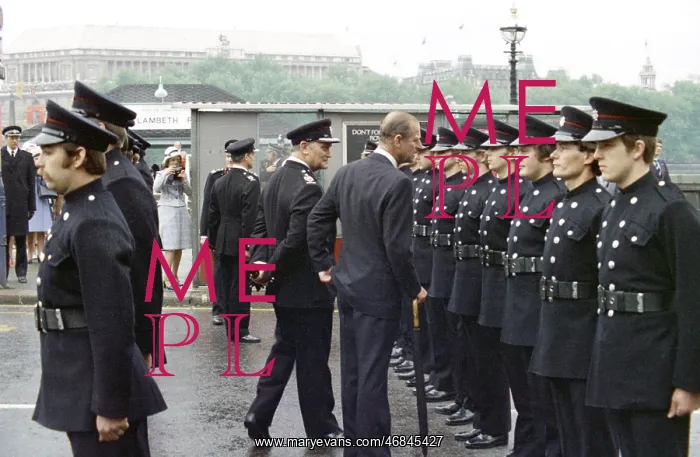 : Duke of Edinburgh inspecting firefighters : Duke of Edinburgh inspecting firefighters