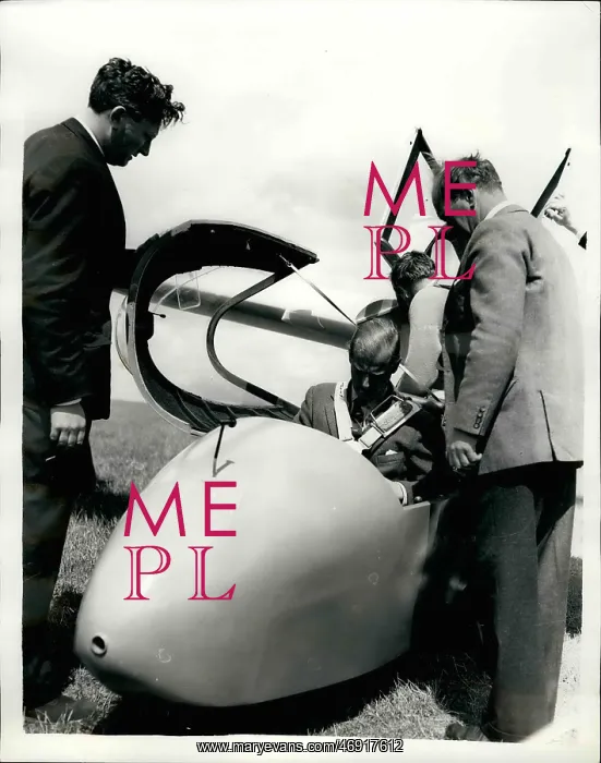 : Duke of Edinburgh in two-seater glider, Gloucester : Duke of Edinburgh in two-seater glider, Gloucester