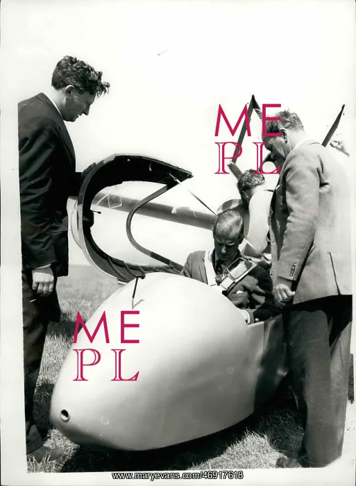 : Duke of Edinburgh in two-seater glider, Gloucester : Duke of Edinburgh in two-seater glider, Gloucester