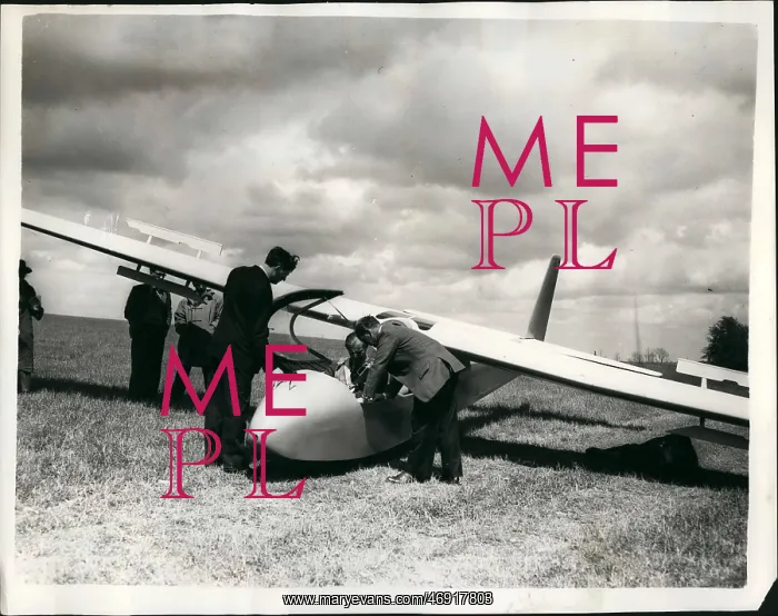 : Duke of Edinburgh in two-seater glider, Gloucester : Duke of Edinburgh in two-seater glider, Gloucester