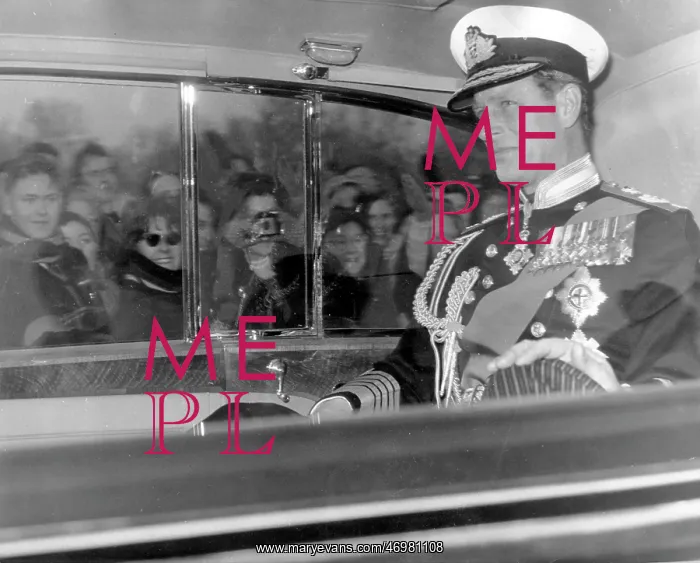 : Duke of Edinburgh in uniform in a car : Duke of Edinburgh in uniform in a car