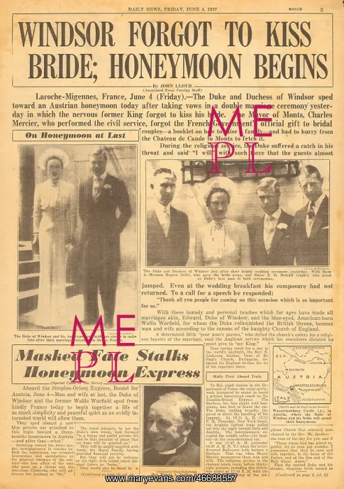 : Duke of Windsor marries Wallis Simpson : Duke of Windsor marries Wallis Simpson