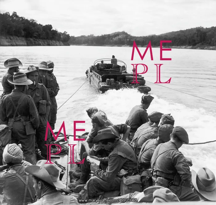 : DUKW powered ferry on the Great Chindwin River, Burma : DUKW powered ferry on the Great Chindwin River, Burma