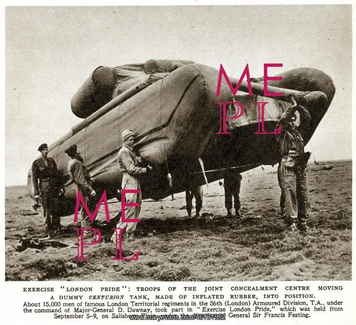 : Dummy rubber Centurion Tank, Joint Concelament Centre Troops : Dummy rubber Centurion Tank, Joint Concelament Centre Troops