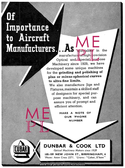 : Dunbar & Cook Optical & Special Purpose Machinery : Dunbar & Cook Optical & Special Purpose Machinery