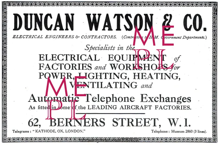 : Duncan Watson & Co. 62, Berners St. W.1 : Duncan Watson & Co. 62, Berners St. W.1