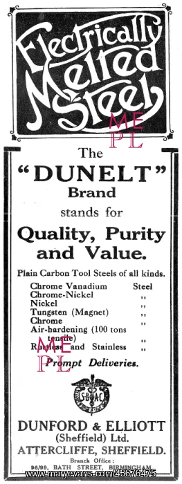 : Dunford & Elliott. Sheffield - Dunelt Brand : Dunford & Elliott. Sheffield - Dunelt Brand