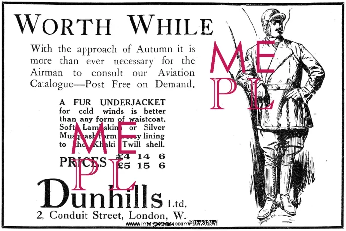 : Dunhills Flying Clothing. Fur Underjacket : Dunhills Flying Clothing. Fur Underjacket