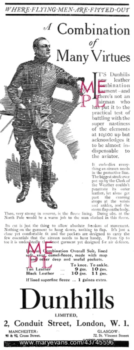 : Dunhills Flying Clothing WW1 : Dunhills Flying Clothing WW1