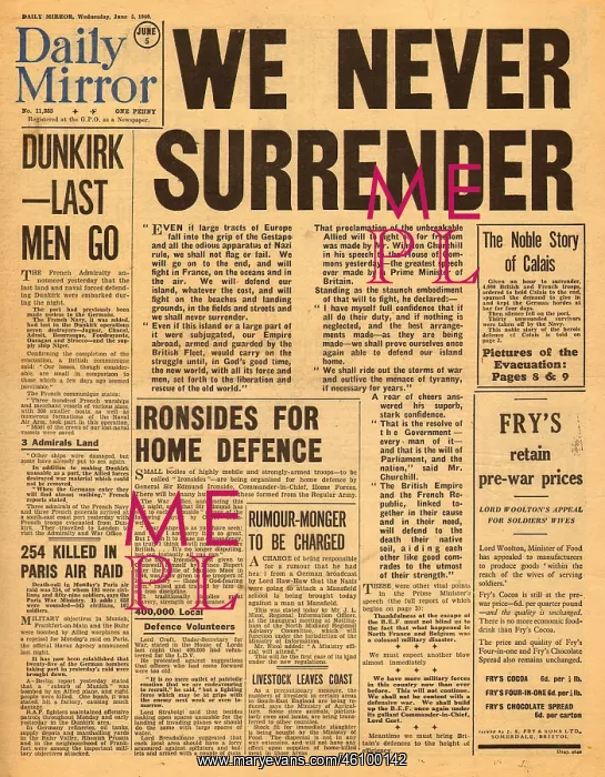 : Dunkirk and Churchill speech - We Never Surrender : Dunkirk and Churchill speech - We Never Surrender