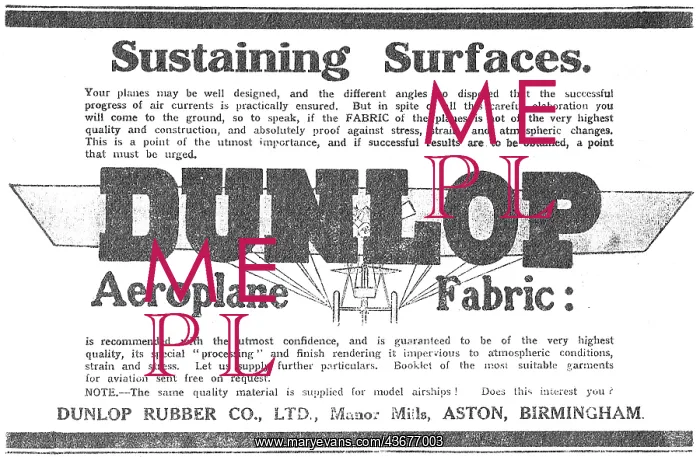 : Dunlop Aeroplane Fabric Sustaining Surfaces : Dunlop Aeroplane Fabric Sustaining Surfaces