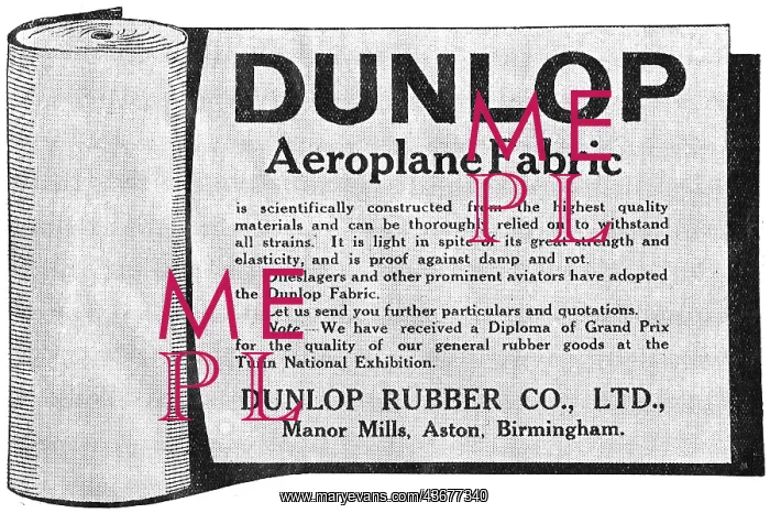 : Dunlop Aeroplane Fabrics Are Scientifically Constructed : Dunlop Aeroplane Fabrics Are Scientifically Constructed