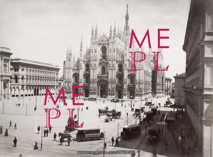 : Duomo, Cathedral, Milan, horse drawn rams : Duomo, Cathedral, Milan, horse drawn rams