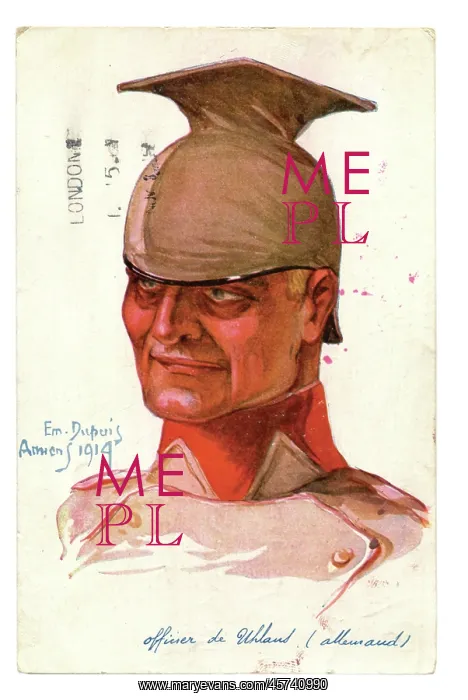 : A Dupuis head and shoulders of a German cavalryman : A Dupuis head and shoulders of a German cavalryman