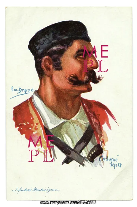 : A Dupuis head and shoulders of a Montenegran soldier : A Dupuis head and shoulders of a Montenegran soldier