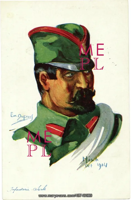 : A Dupuis head and shoulders of a Serbian soldier : A Dupuis head and shoulders of a Serbian soldier