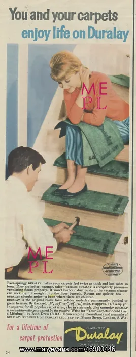 : duralay, advert, foam rubber underlay, carpet : duralay, advert, foam rubber underlay, carpet