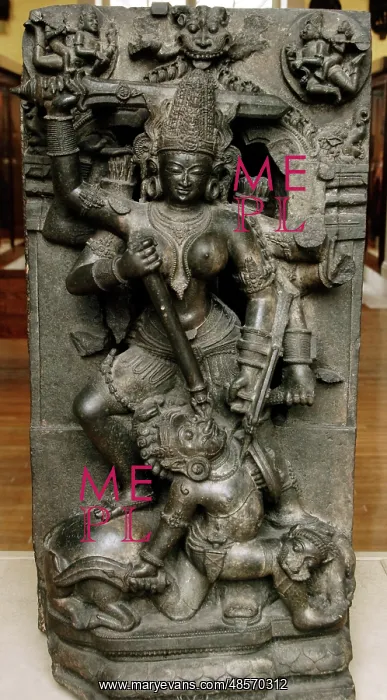 : Durga killing the buffalo demon, Orissa, India. 13th century : Durga killing the buffalo demon, Orissa, India. 13th century