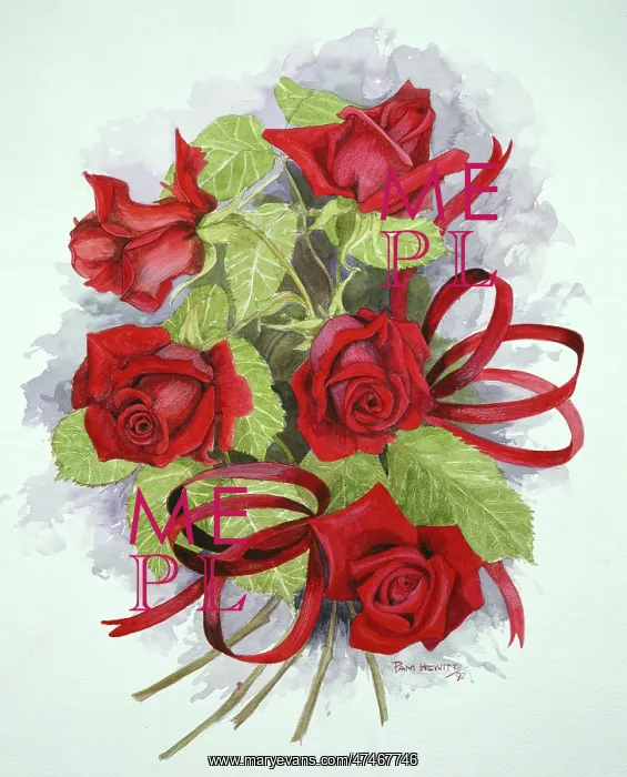 : Dusky Red Roses with Ribbon : Dusky Red Roses with Ribbon