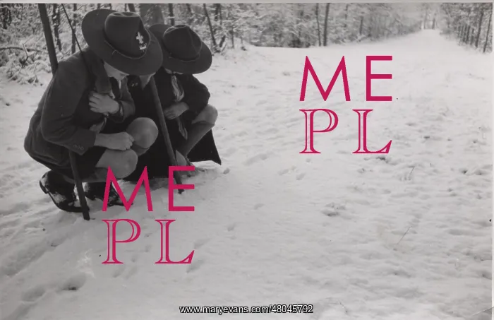  : Dutch boy scouts tracking in snow, Holland