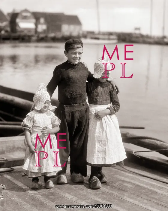 : Dutch Boy Standing with his Arms Around Two Sisters : Dutch Boy Standing with his Arms Around Two Sisters
