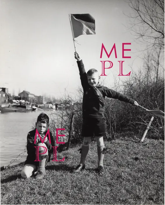 : Dutch cub scouts with semaphore flags, Holland : Dutch cub scouts with semaphore flags, Holland
