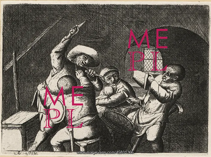 : Dutch peasant with two daggers attacks another : Dutch peasant with two daggers attacks another