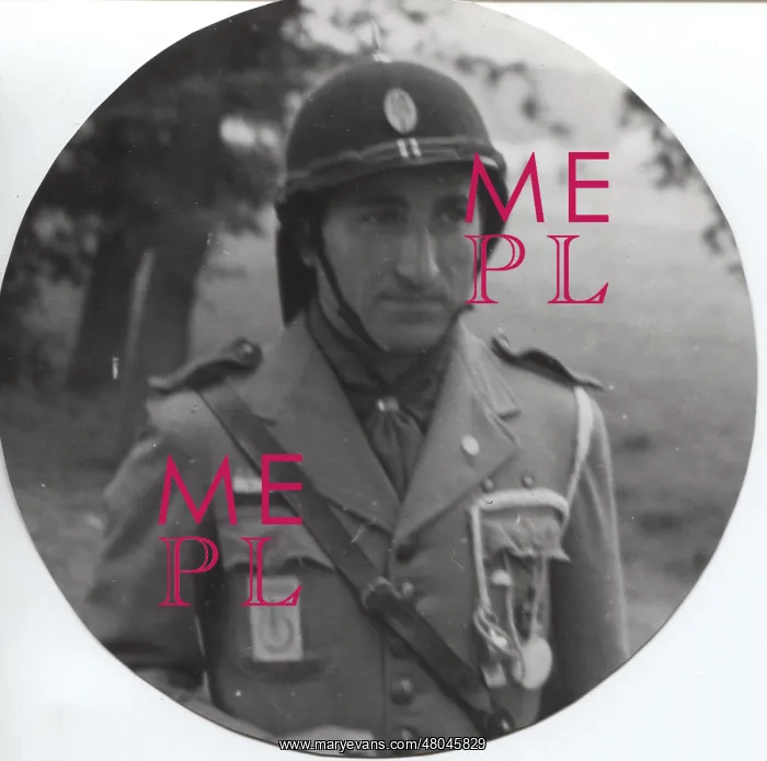 : Dutch scout in uniform and helmet, Holland : Dutch scout in uniform and helmet, Holland