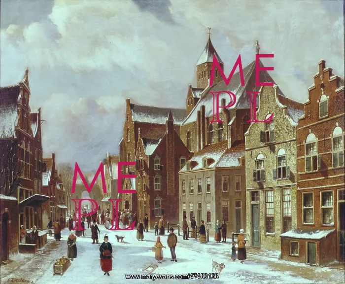 : A Dutch Town Scene in Winter : A Dutch Town Scene in Winter
