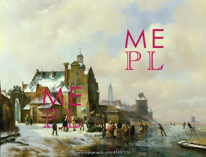 : Dutch Winter Scene ' with frozen river : Dutch Winter Scene ' with frozen river