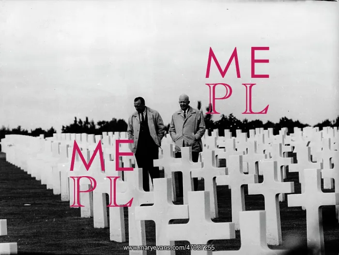 : Dwight Eisenhower at St Laurent American Cemetery, France : Dwight Eisenhower at St Laurent American Cemetery, France