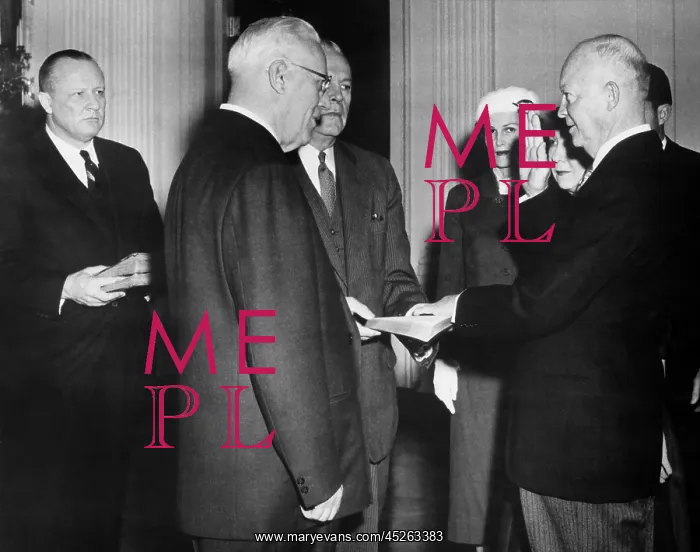 : Dwight Eisenhower taking oath of office in a private : Dwight Eisenhower taking oath of office in a private
