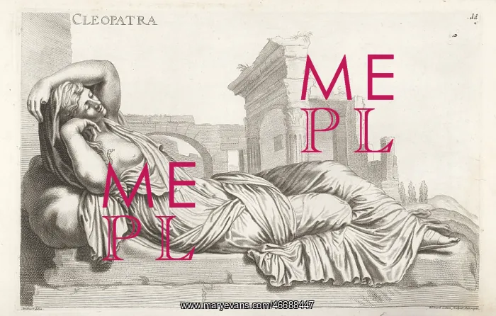 : Dying Cleopatra sculpture against a background of ruins : Dying Cleopatra sculpture against a background of ruins
