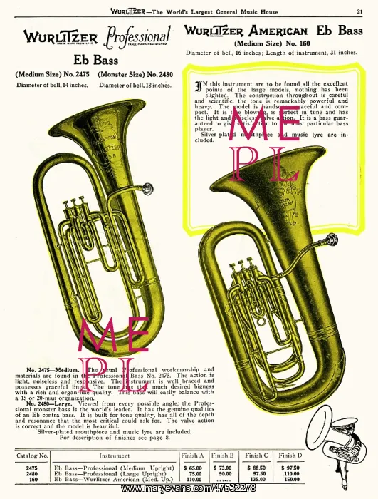 : E-flat Bass, Wurlitzer : E-flat Bass, Wurlitzer