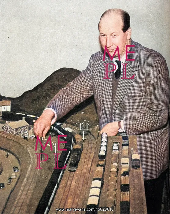 : Earl of Lanesborough with his model railway : Earl of Lanesborough with his model railway