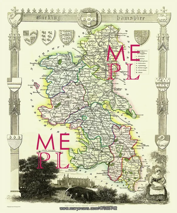 : Early 19th Century County map of Buckinghamshire, England : Early 19th Century County map of Buckinghamshire, England