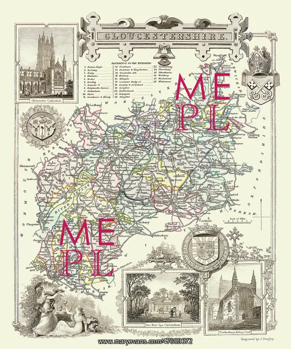 : Early 19th Century County map of Gloucestershire, England : Early 19th Century County map of Gloucestershire, England