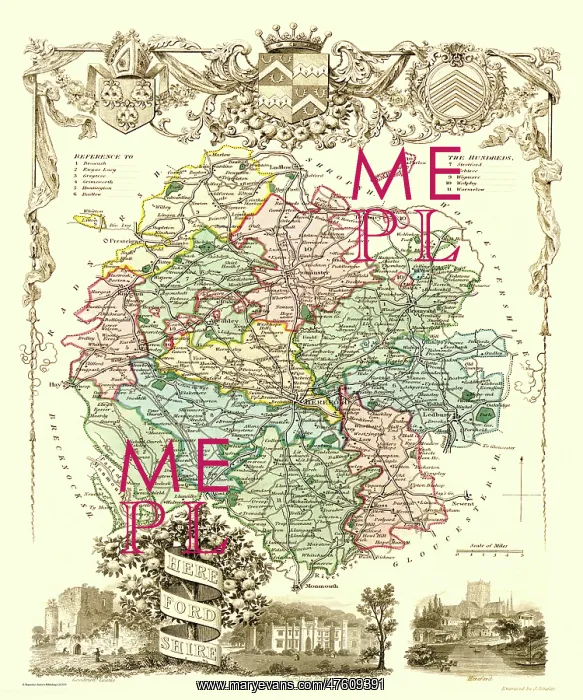 : Early 19th Century County map of Herefordshire, England : Early 19th Century County map of Herefordshire, England