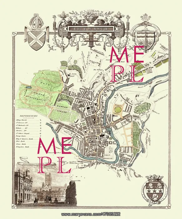 : Early 19th Century map of the City of Bath : Early 19th Century map of the City of Bath