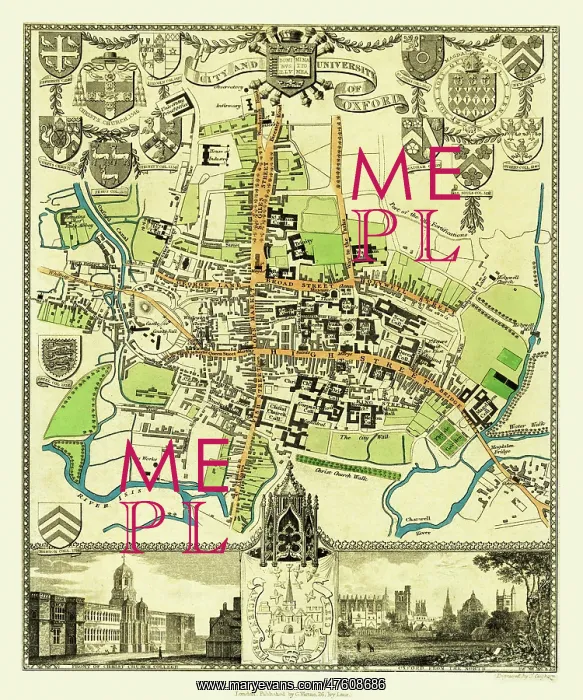 : Early 19th Century map of Oxford : Early 19th Century map of Oxford